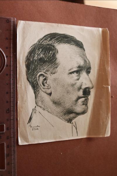 old print - portrait of Adolf Hitler